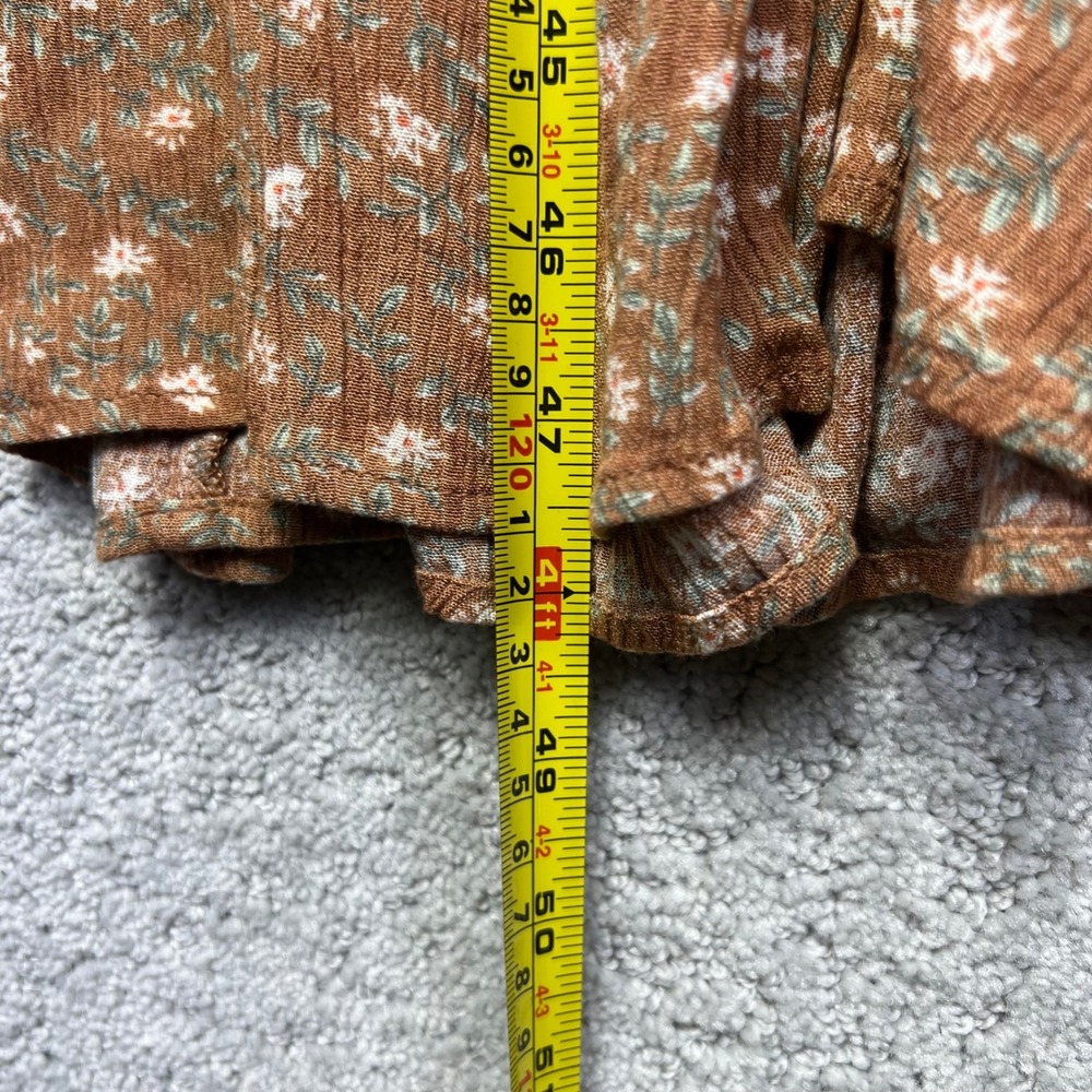 Heyson Dress Womens Small Brown Floral Smocked Flutter Sleeve Maxi Rayon - Picture 10 of 11